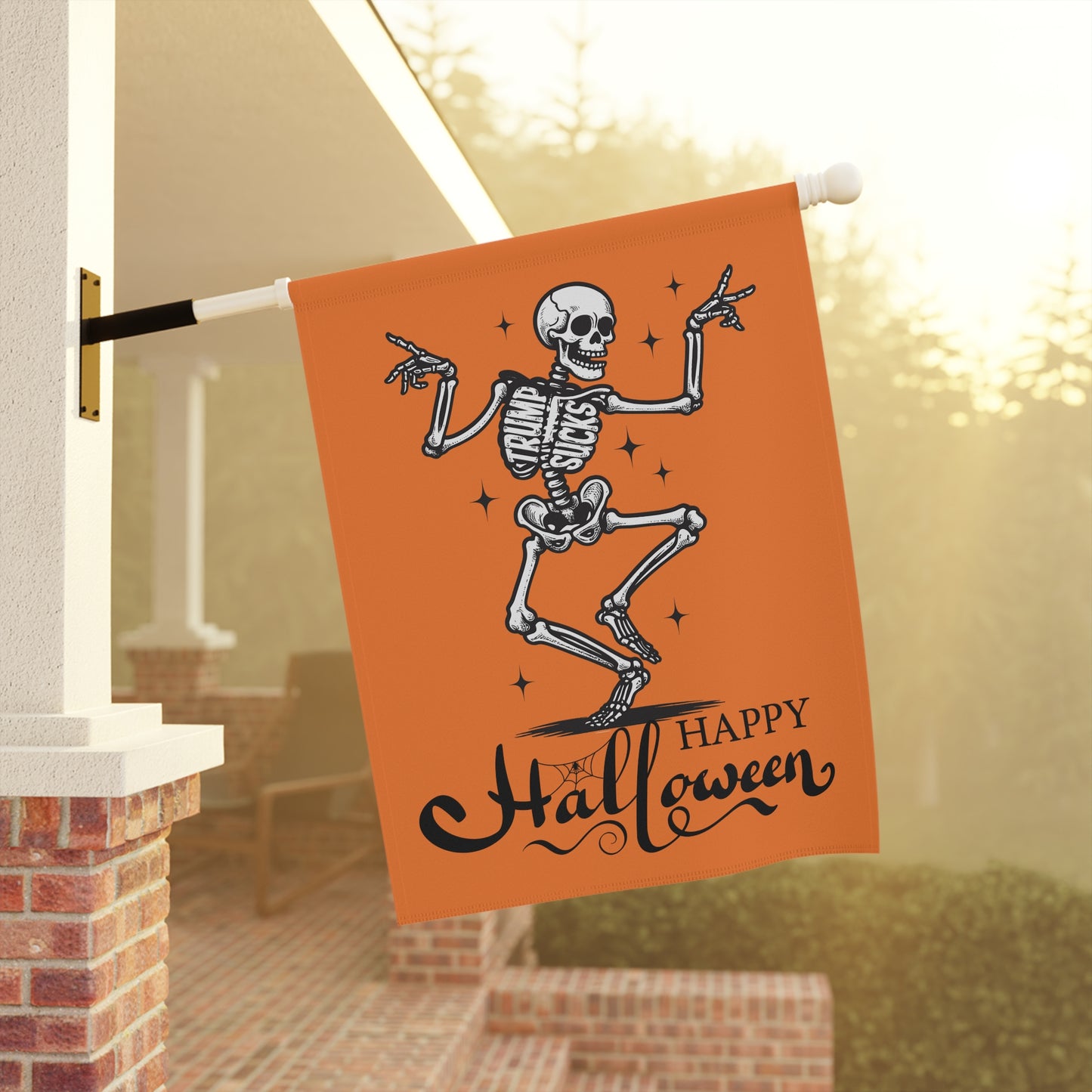 Subtle Trump Sucks Halloween Skeleton Garden Flag