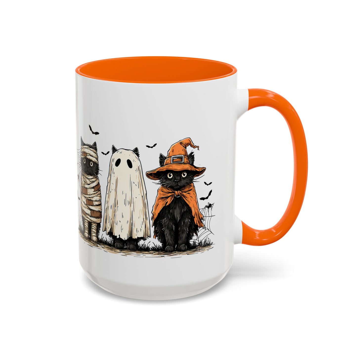 Halloween Black Cat Mug, Cute Witch, Ghost & Mummy Cats Coffee Cup, Spooky Cute Gift for Cat Lovers, Fall Pumpkin Spice Latte Mug