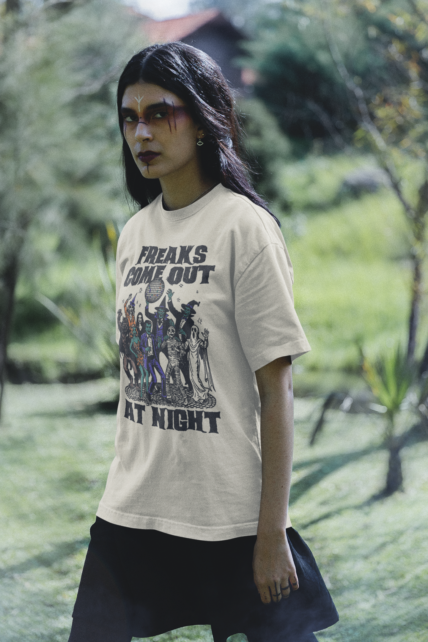 Freaks Come Out at Night Halloween T-Shirt – Retro Comfort Colors 1717 Spooky Party Tee