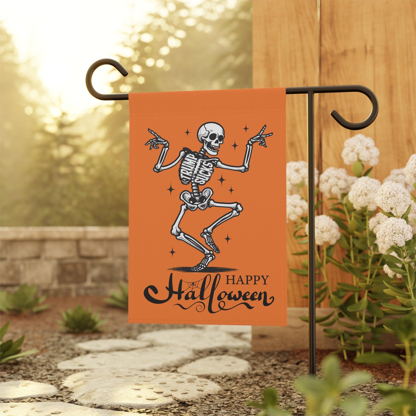 Subtle Trump Sucks Halloween Skeleton Garden Flag