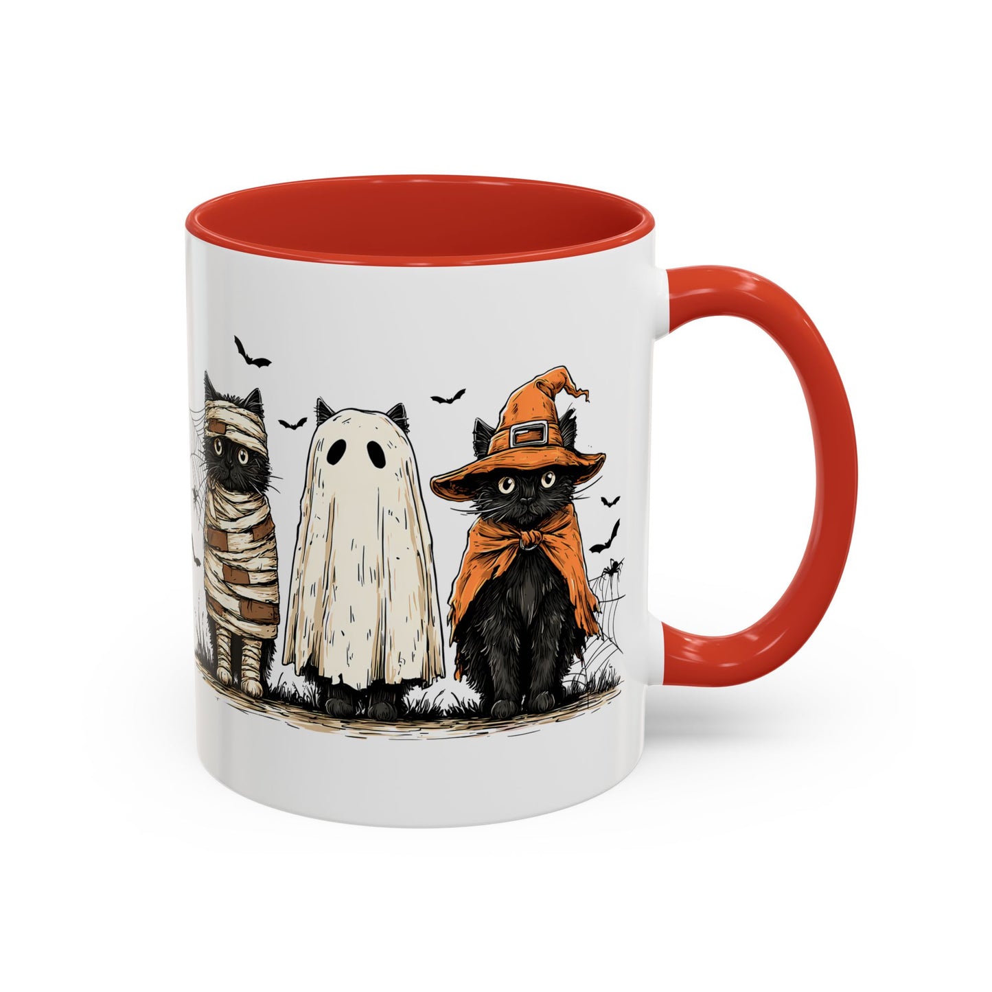 Halloween Black Cat Mug, Cute Witch, Ghost & Mummy Cats Coffee Cup, Spooky Cute Gift for Cat Lovers, Fall Pumpkin Spice Latte Mug