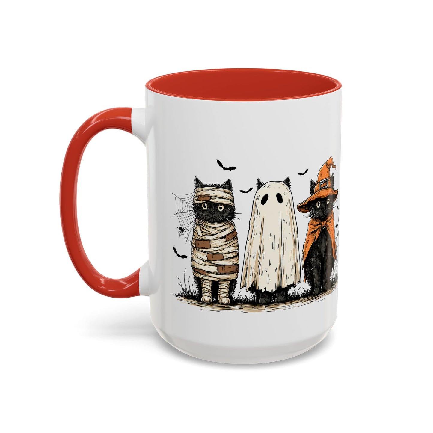Halloween Black Cat Mug, Cute Witch, Ghost & Mummy Cats Coffee Cup, Spooky Cute Gift for Cat Lovers, Fall Pumpkin Spice Latte Mug