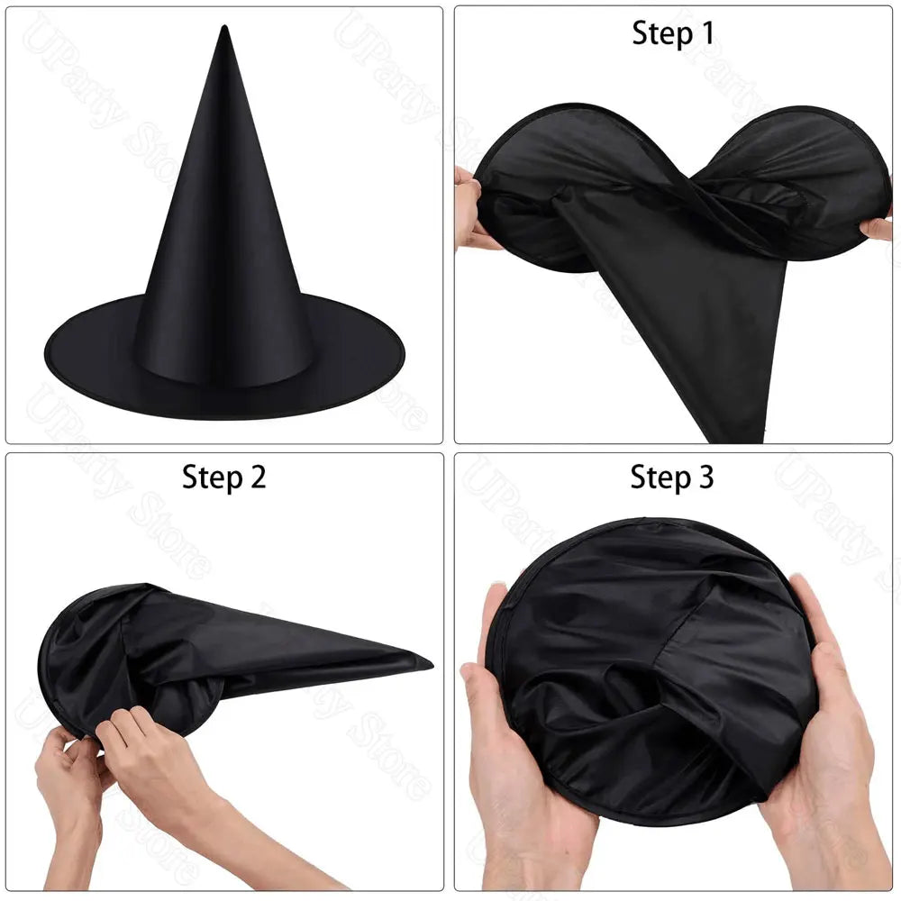 Spooky Floating Witch Hats 6/12 piece option– Hanging Halloween Decorations for Indoor & Outdoor Haunted House, Porch & Party Décor