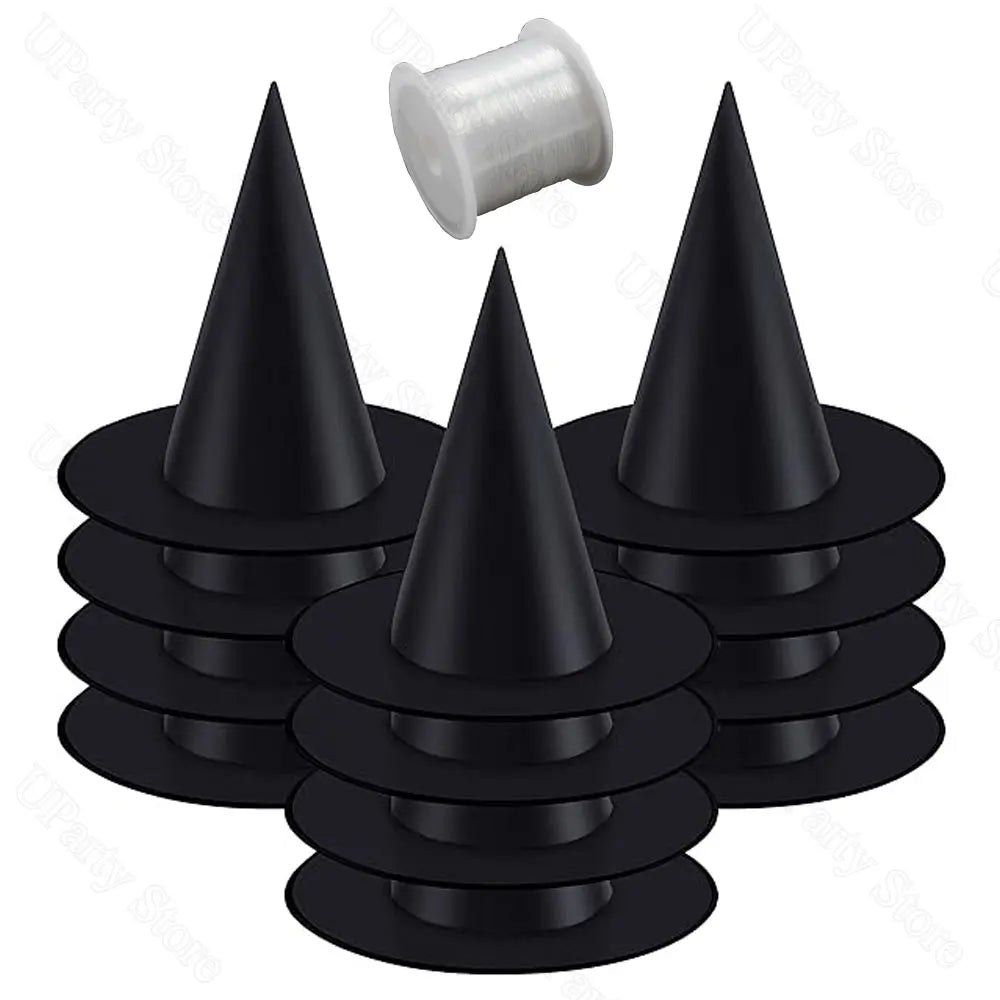 Spooky Floating Witch Hats 6/12 piece option– Hanging Halloween Decorations for Indoor & Outdoor Haunted House, Porch & Party Décor