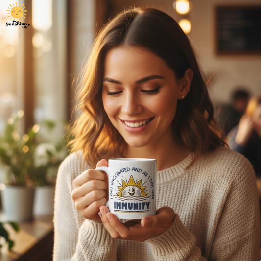 Funny Pro-Vaccine Mug, I Got Vaccinated and All I Got Was Immunity, Anti RFK Jr, Ceramic Coffee Cup Pro Vaccination, 11oz 15oz