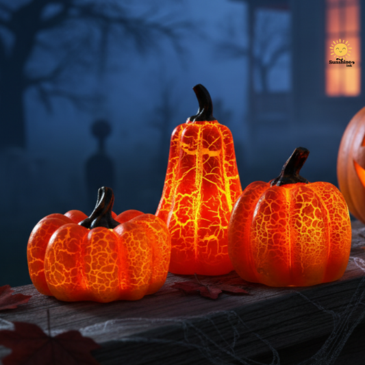 Halloween Pumpkin Lantern – LED Candle Lamp, Resin Luminous Pumpkin Decoration for Indoor & Outdoor Halloween Decor
