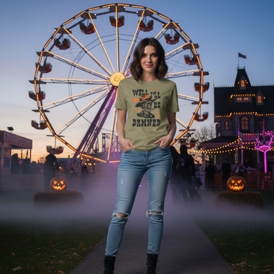 Well I'll Be Damned UNISEX Comfort Colors® Vintage Inspired Shirt, Halloween Shirt, Oversized Tee, Boho Hippie Clothes