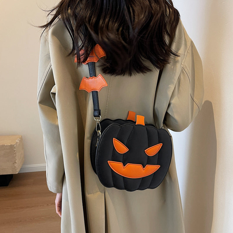 Funny Pumpkin Halloween Crossbody Bag β Cute Cartoon Bat Shoulder Bag for Women, Personalized Spooky Purse