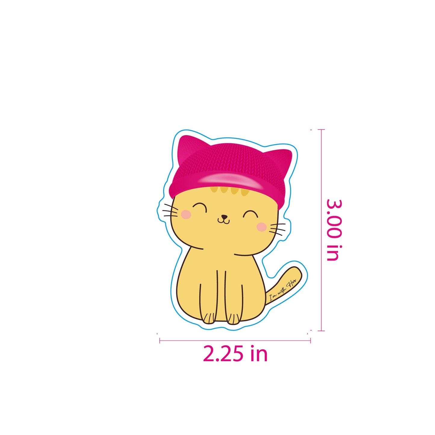 I'm with Her Cat Sticker, Cute Sticker, Pink Pussy Hat Cat Sticker, Harris vinyl sticker, Cat Ladies for Kamala funny sticker