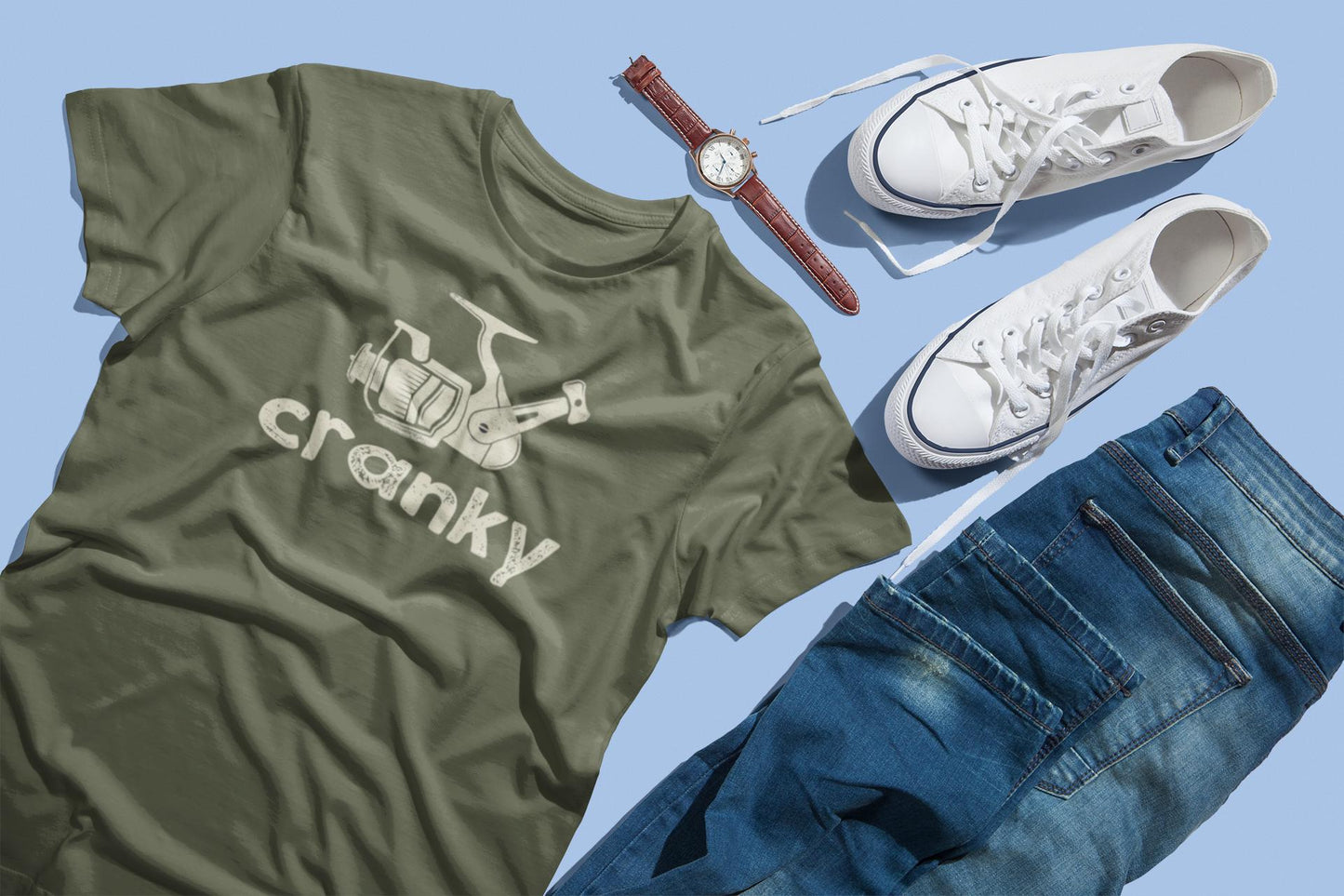 Fishing Reel Cranky Unisex Garment-Dyed T-shirt, Fisherman's Tee, Play on Words, Fishing Gift, Outdoor Apparel