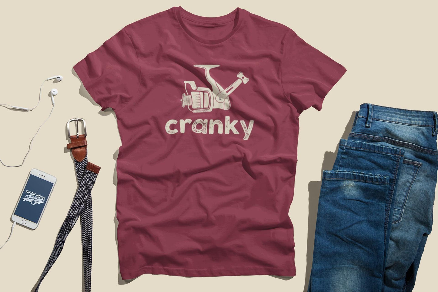Fishing Reel Cranky Unisex Garment-Dyed T-shirt, Fisherman's Tee, Play on Words, Fishing Gift, Outdoor Apparel