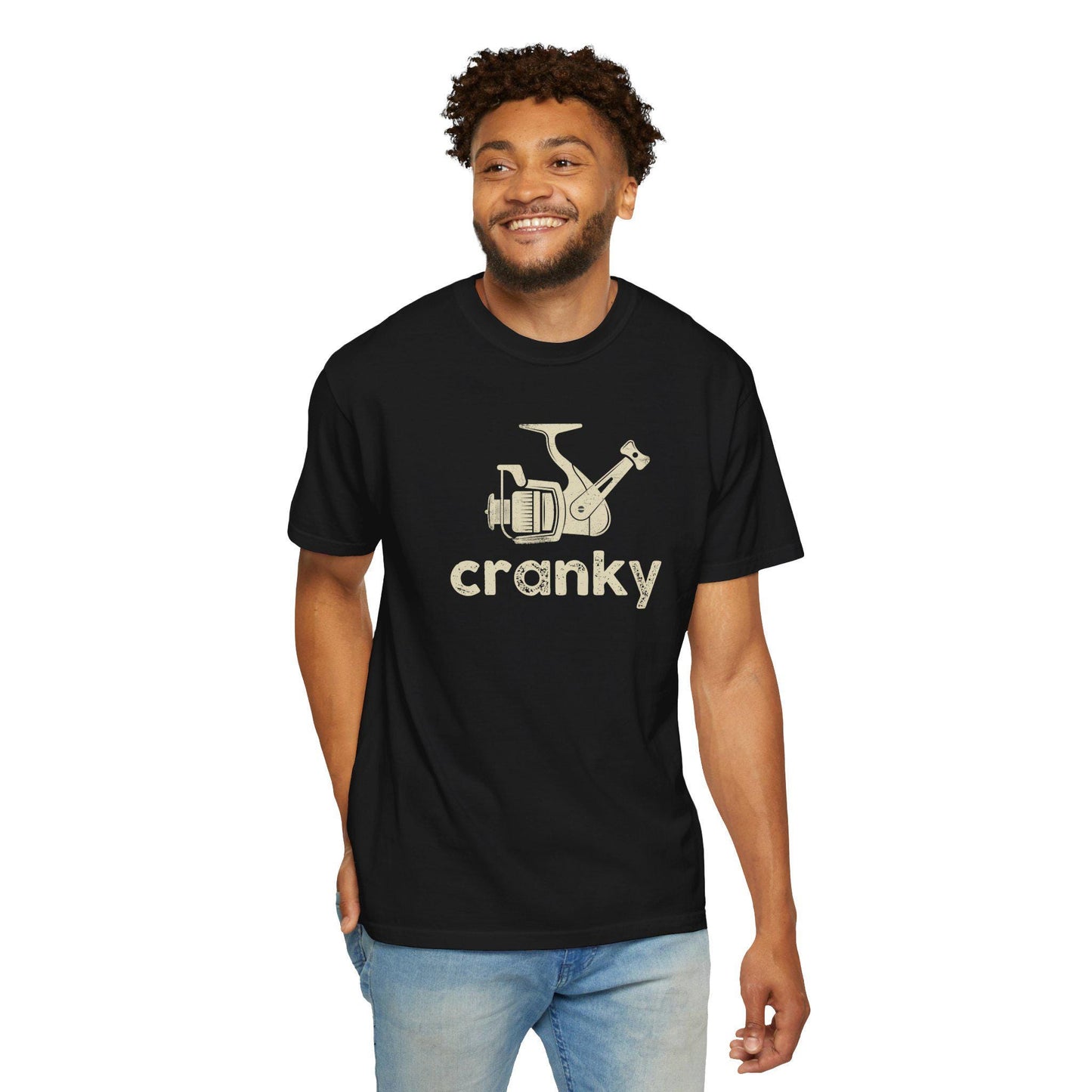 Fishing Reel Cranky Unisex Garment-Dyed T-shirt, Fisherman's Tee, Play on Words, Fishing Gift, Outdoor Apparel