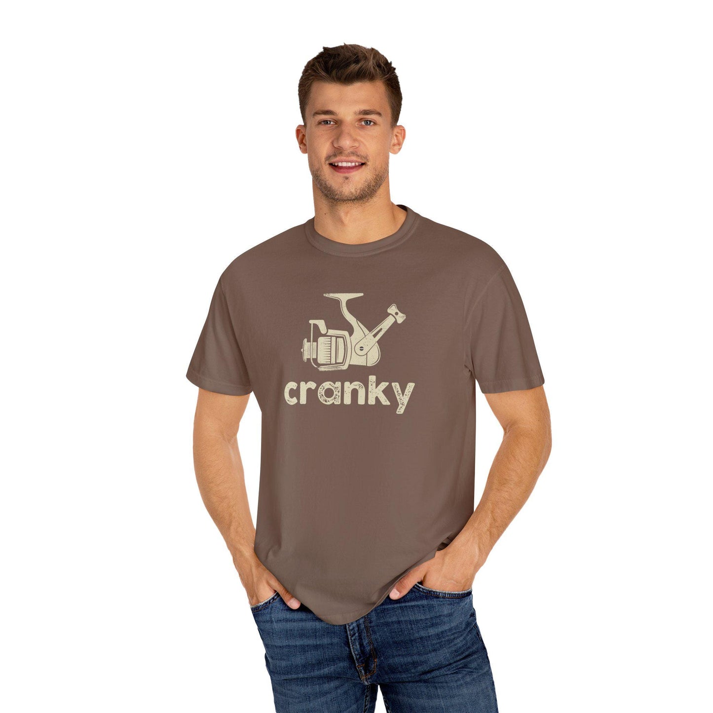 Fishing Reel Cranky Unisex Garment-Dyed T-shirt, Fisherman's Tee, Play on Words, Fishing Gift, Outdoor Apparel