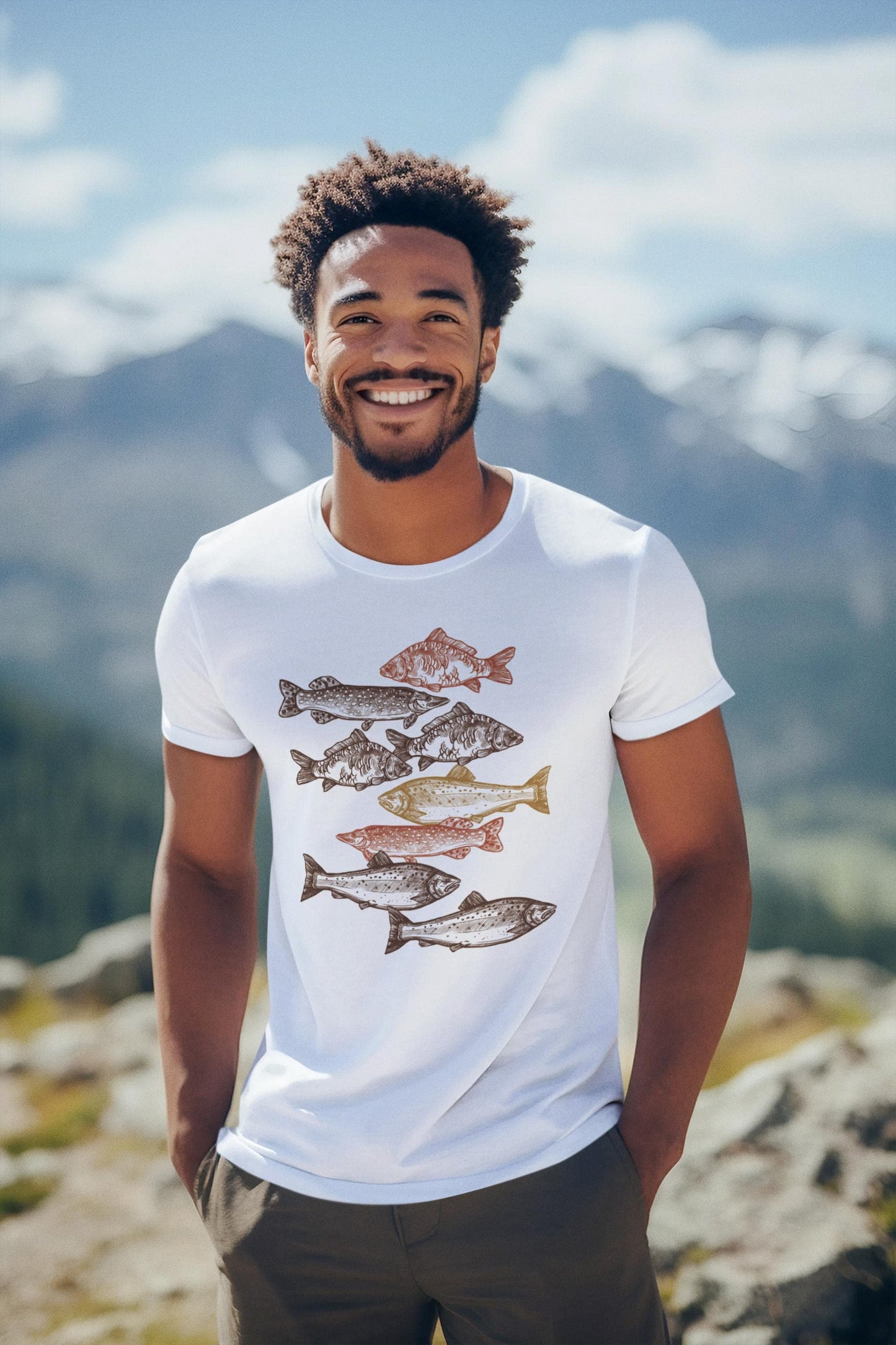 School of Fish Fishing Shirt Fisherman Gift, Unisex T-Shirt or Long Sleeve, Funny Fish Tee, Outdoor Fishing Apparel for Men, Father's Day