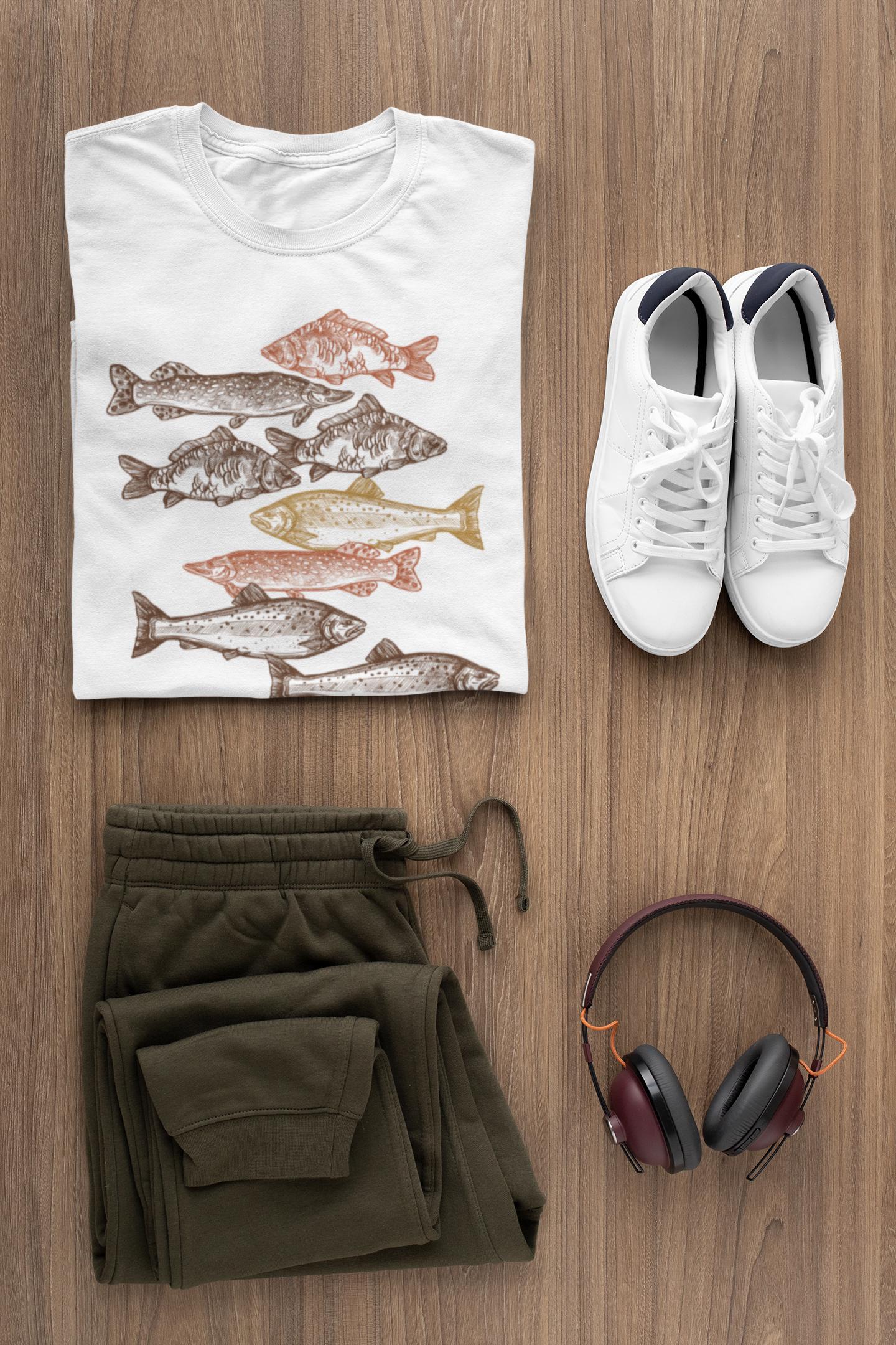 School of Fish Fishing Shirt Fisherman Gift, Unisex T-Shirt or Long Sleeve, Funny Fish Tee, Outdoor Fishing Apparel for Men, Father's Day