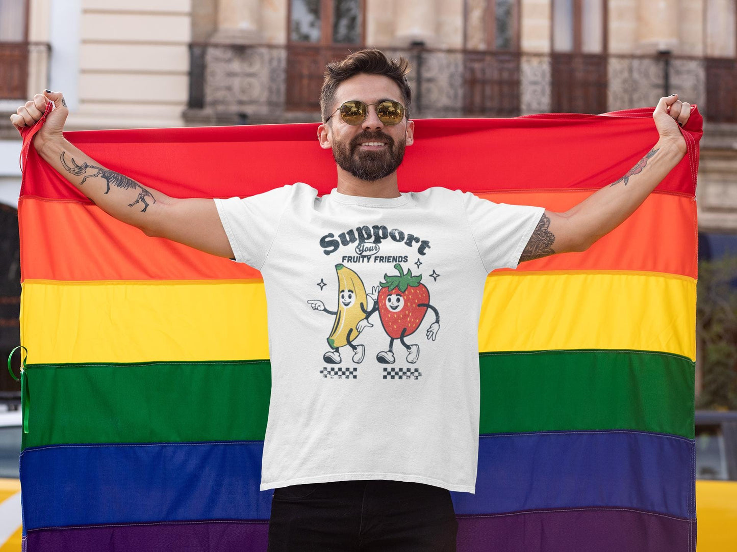 Rainbow Fruitopia Unisex Garment-Dyed T-shirt, LGBTQ Support, Funny Tee, Vibrant Tee, Pride Shirt, Fruit Lover Gift, LGBTQ Pride Apparel
