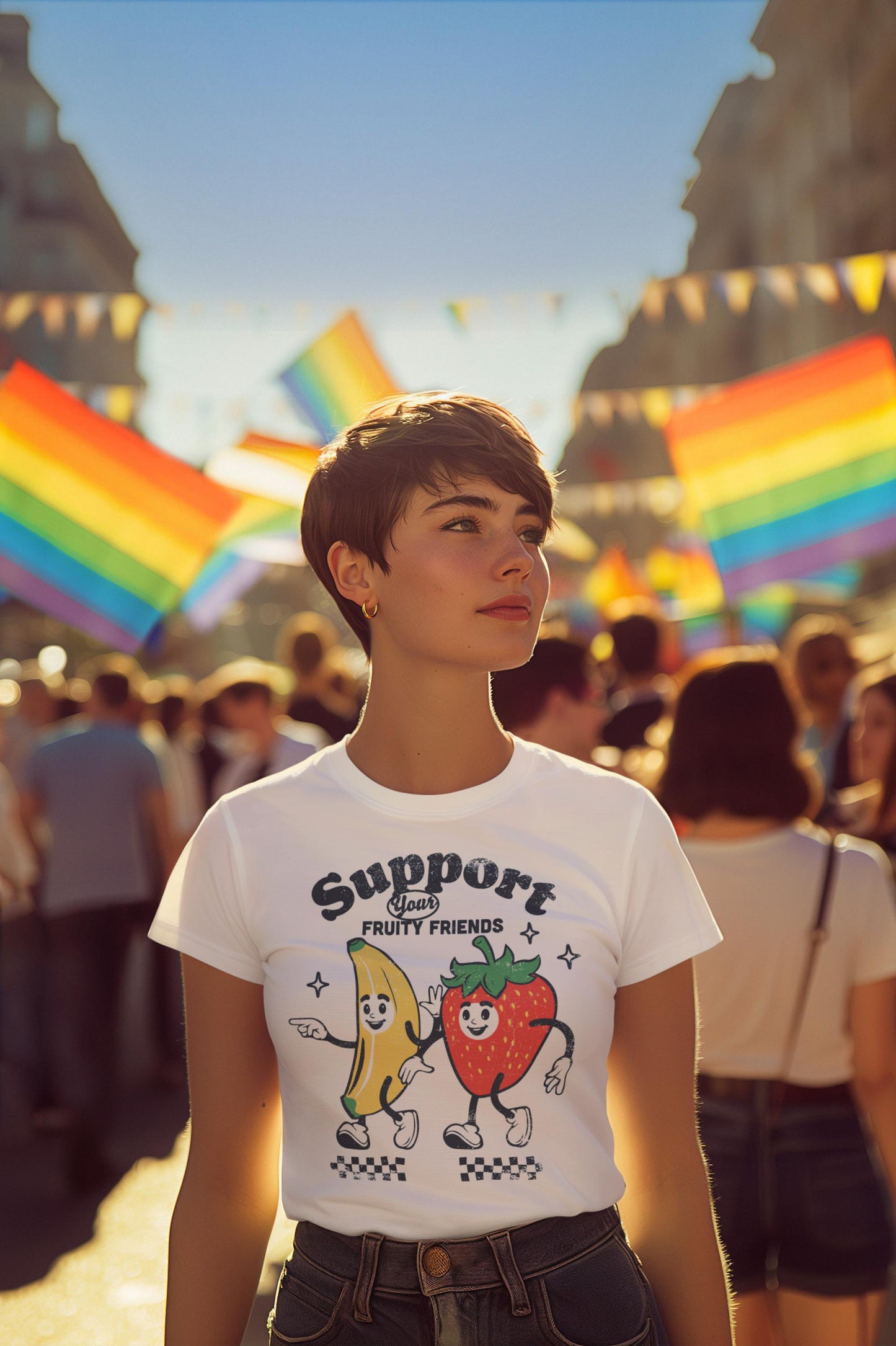 Rainbow Fruitopia Unisex Garment-Dyed T-shirt, LGBTQ Support, Funny Tee, Vibrant Tee, Pride Shirt, Fruit Lover Gift, LGBTQ Pride Apparel