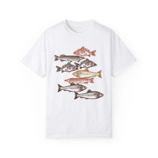 School of Fish Fishing Shirt Fisherman Gift, Unisex T-Shirt or Long Sleeve, Funny Fish Tee, Outdoor Fishing Apparel for Men, Father's Day