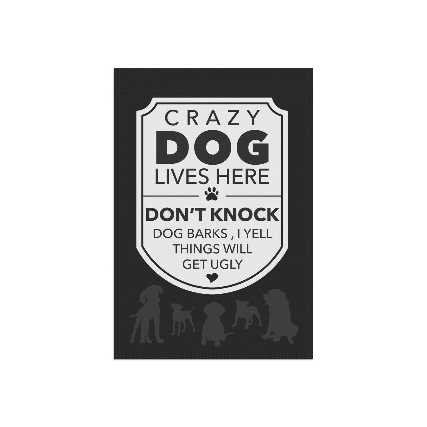 Outdoor Flag, Funny Dog Yard Sign, Crazy Dog Lives Here, Dog Flag for Yard, Garden Decor, House Banner, Dog Lover Gift, Pet Owner Sign, Dog