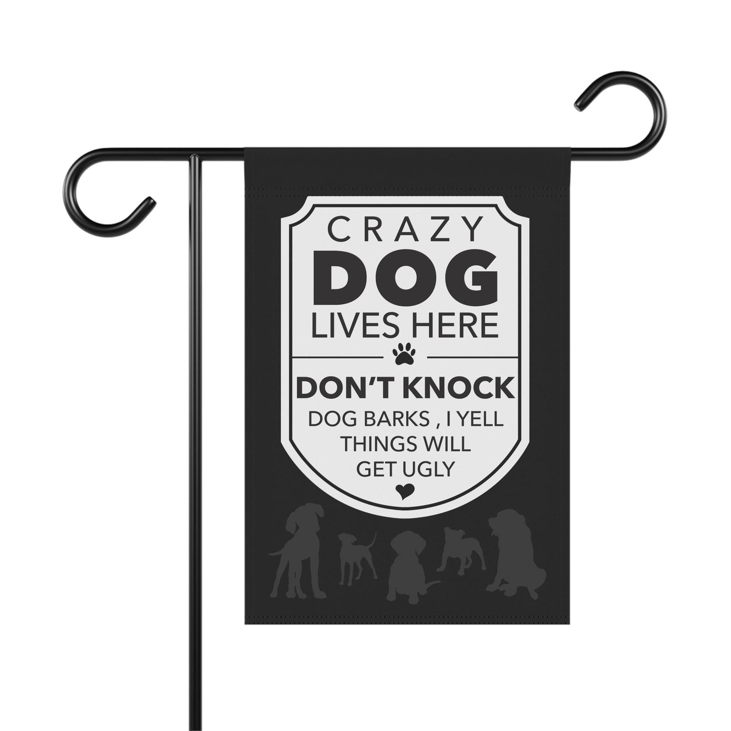 Outdoor Flag, Funny Dog Yard Sign, Crazy Dog Lives Here, Dog Flag for Yard, Garden Decor, House Banner, Dog Lover Gift, Pet Owner Sign, Dog