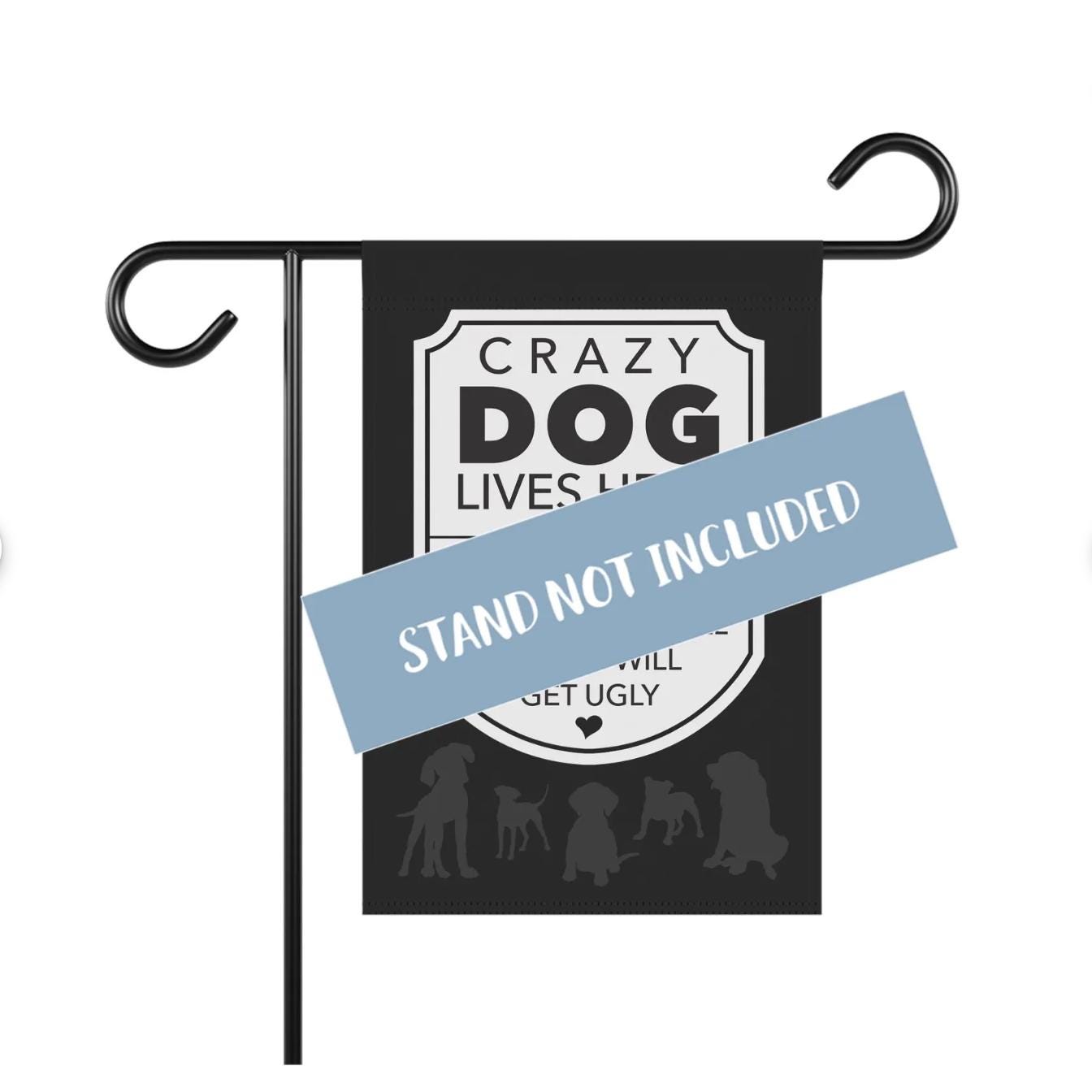 Outdoor Flag, Funny Dog Yard Sign, Crazy Dog Lives Here, Dog Flag for Yard, Garden Decor, House Banner, Dog Lover Gift, Pet Owner Sign, Dog