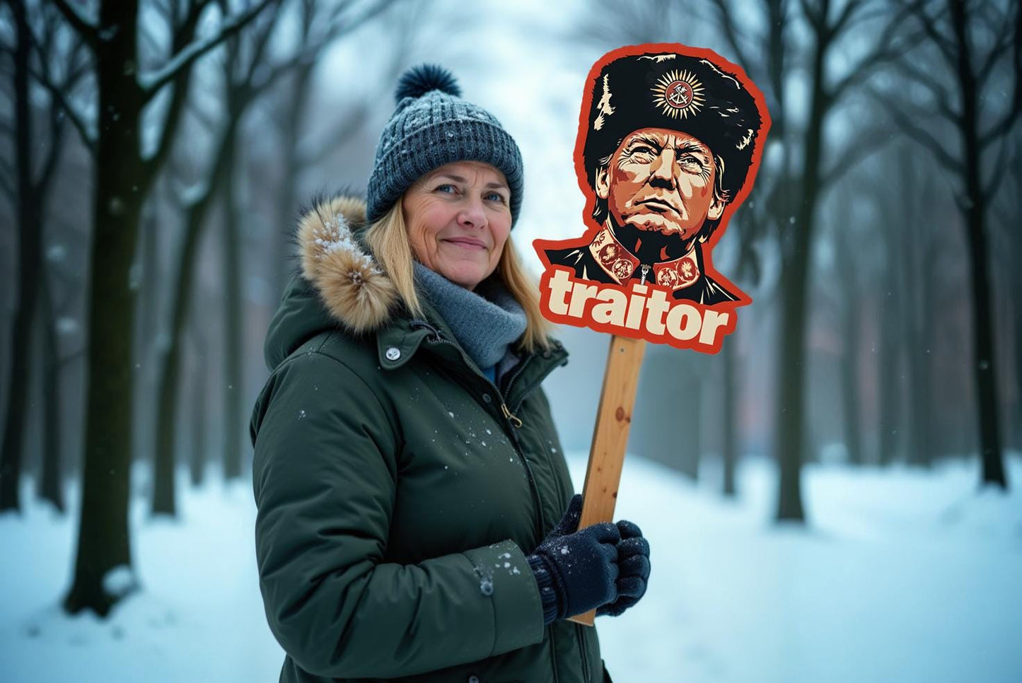 Anti Trump Traitor Protest Sign, Big Face on a Stick, Big Face Cut Out, Head on a stick. - 4 sizes