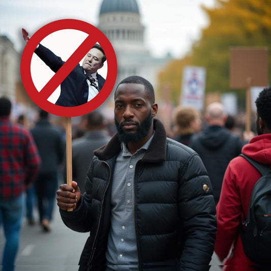 Anti Elon Stiff-Arm Salute, Protest Sign, Big Face on a Stick, Big Face Cut Out, Head on a stick. - 4 sizes