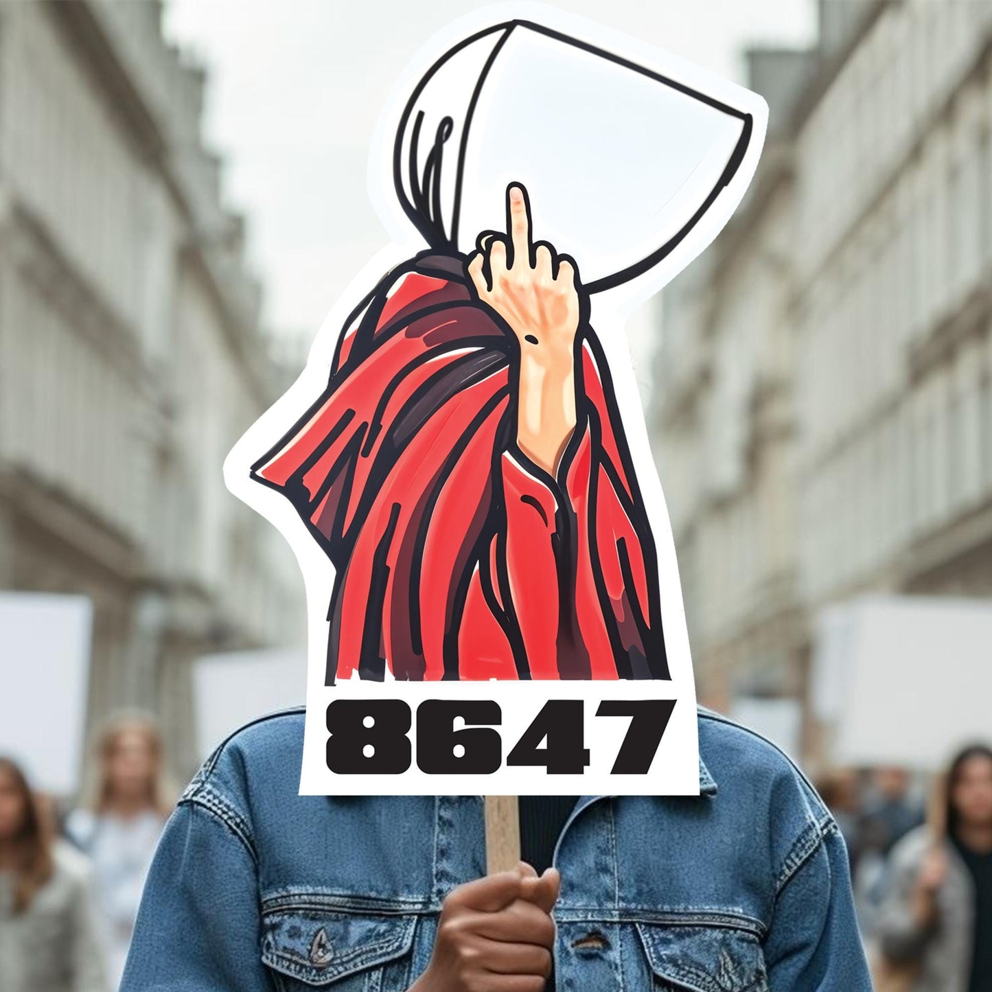 8647 Anti Trump Protest Sign, Resist the 47th!" Big Face on a Stick, Big Face Cut Out, Head on a stick. - 4 sizes