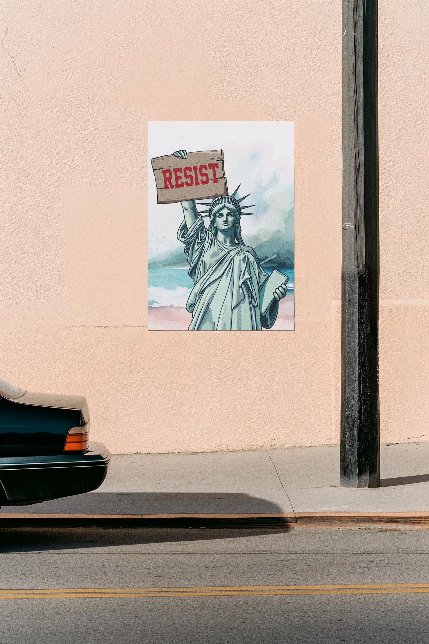 Statue Liberty Resist Board Protest Sign, Anti Trump Resistance Nope To Fascism, Political Activist Poster, Protest Poster