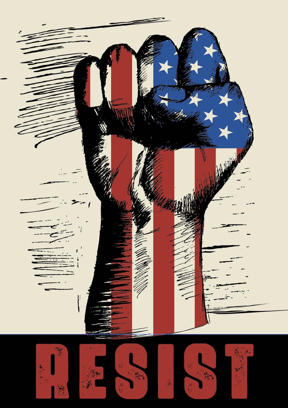 USA Resist Board Protest Sign, Anti Trump Resistance, No To Fascism, Political Activist Poster, Protest Poster
