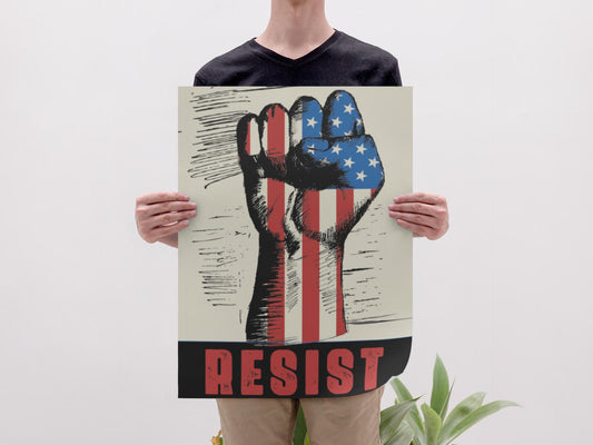 USA Resist Board Protest Sign, Anti Trump Resistance, No To Fascism, Political Activist Poster, Protest Poster