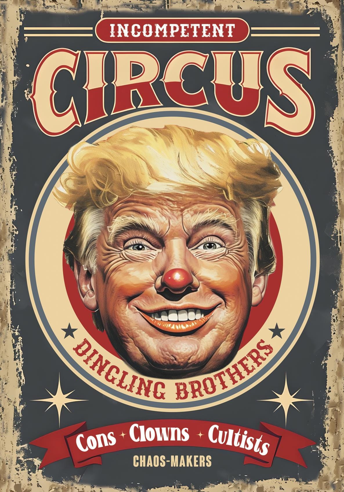 Trump Circus Administration Protest Sign, Anti Trump Resistance No To Fascism, Political Activist Poster, Rally Banner, Protest Poster