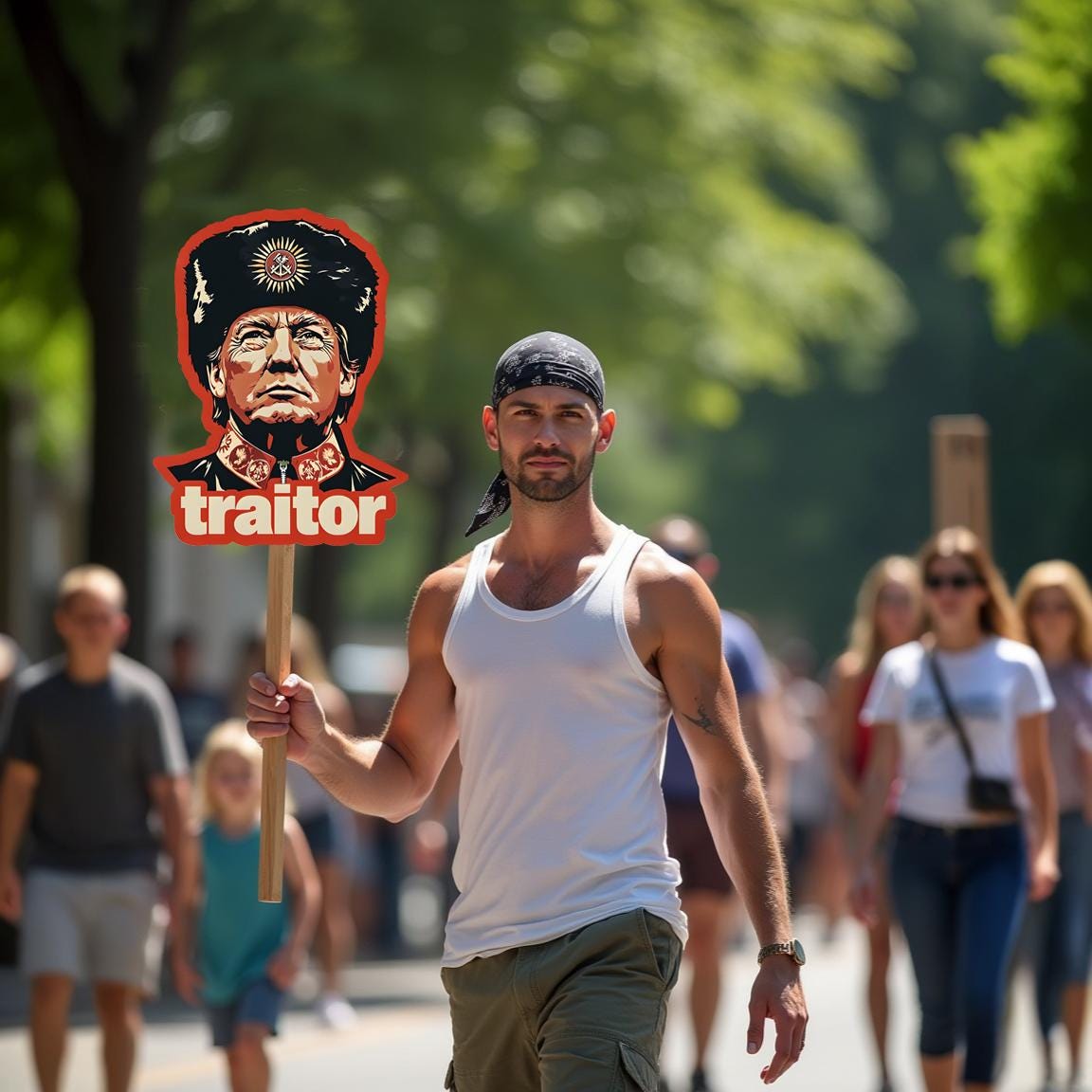 Anti Trump Traitor Protest Sign, Big Face on a Stick, Big Face Cut Out, Head on a stick. - 4 sizes