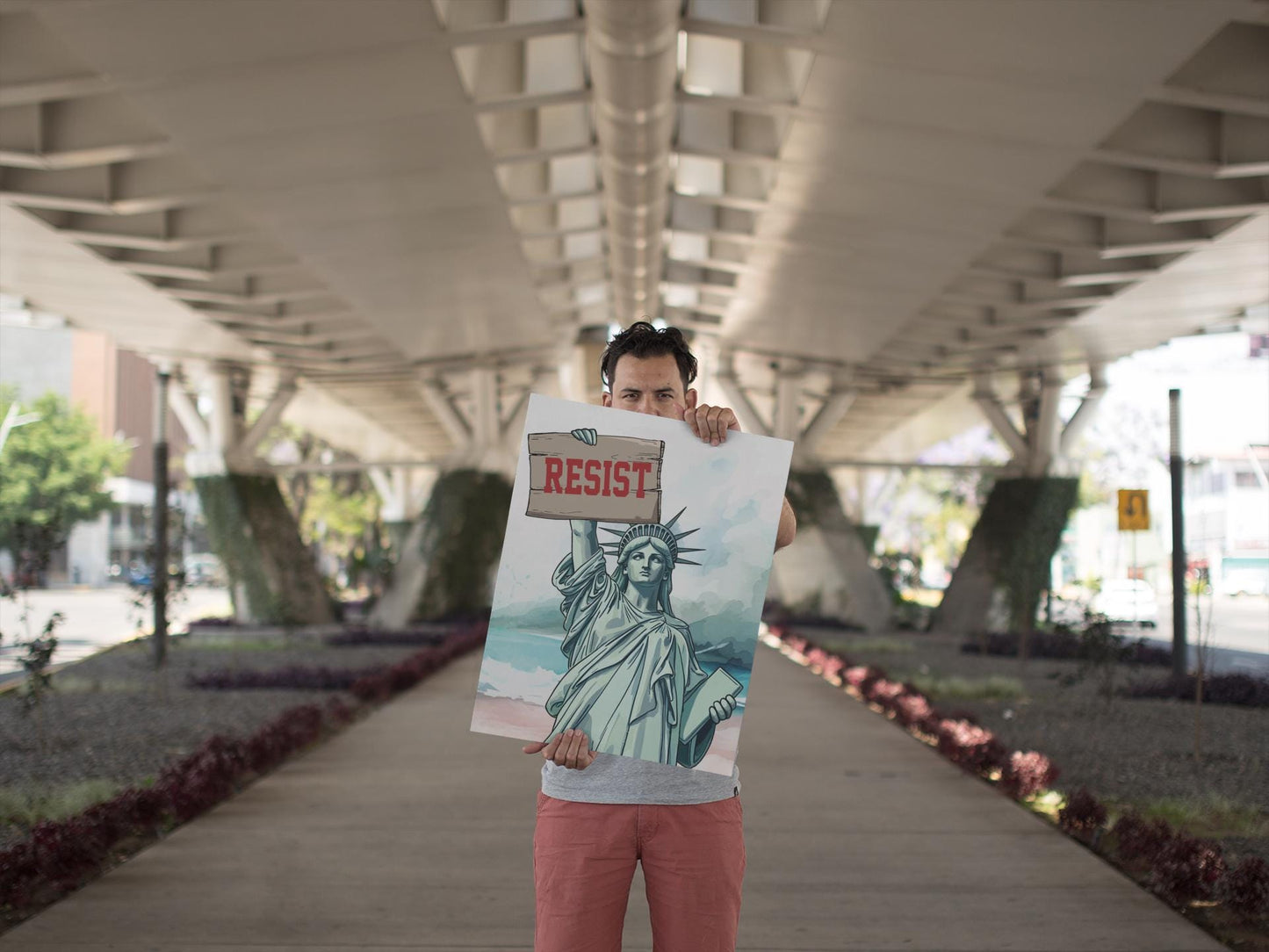Statue Liberty Resist Board Protest Sign, Anti Trump Resistance Nope To Fascism, Political Activist Poster, Protest Poster