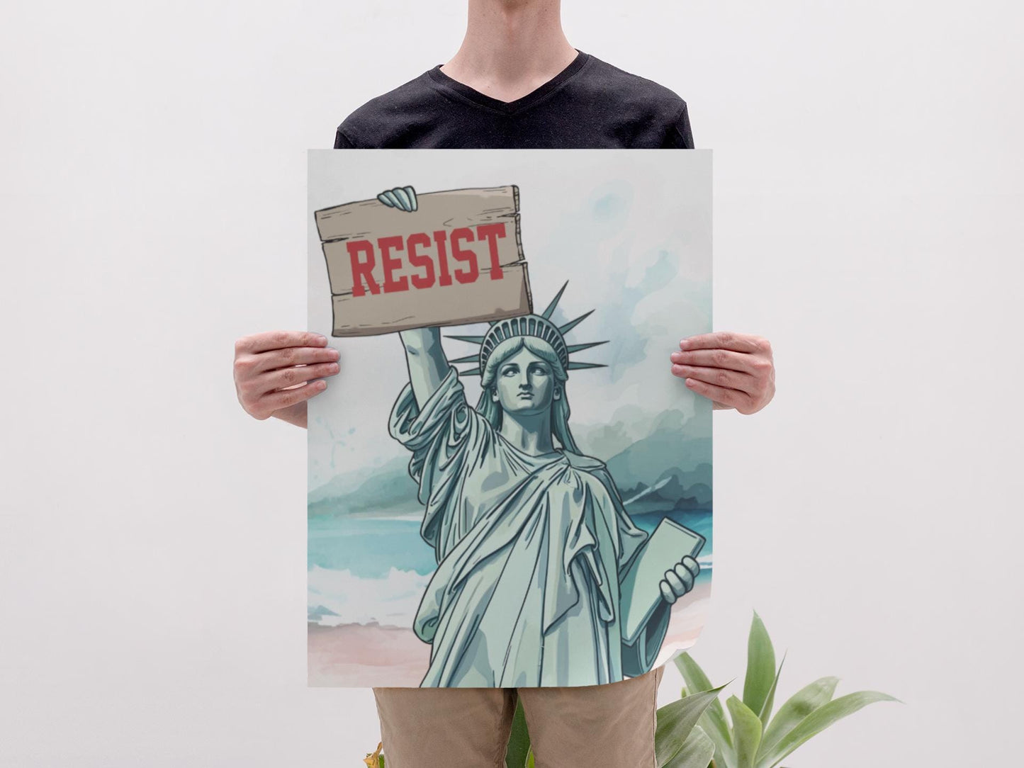 Statue Liberty Resist Board Protest Sign, Anti Trump Resistance Nope To Fascism, Political Activist Poster, Protest Poster