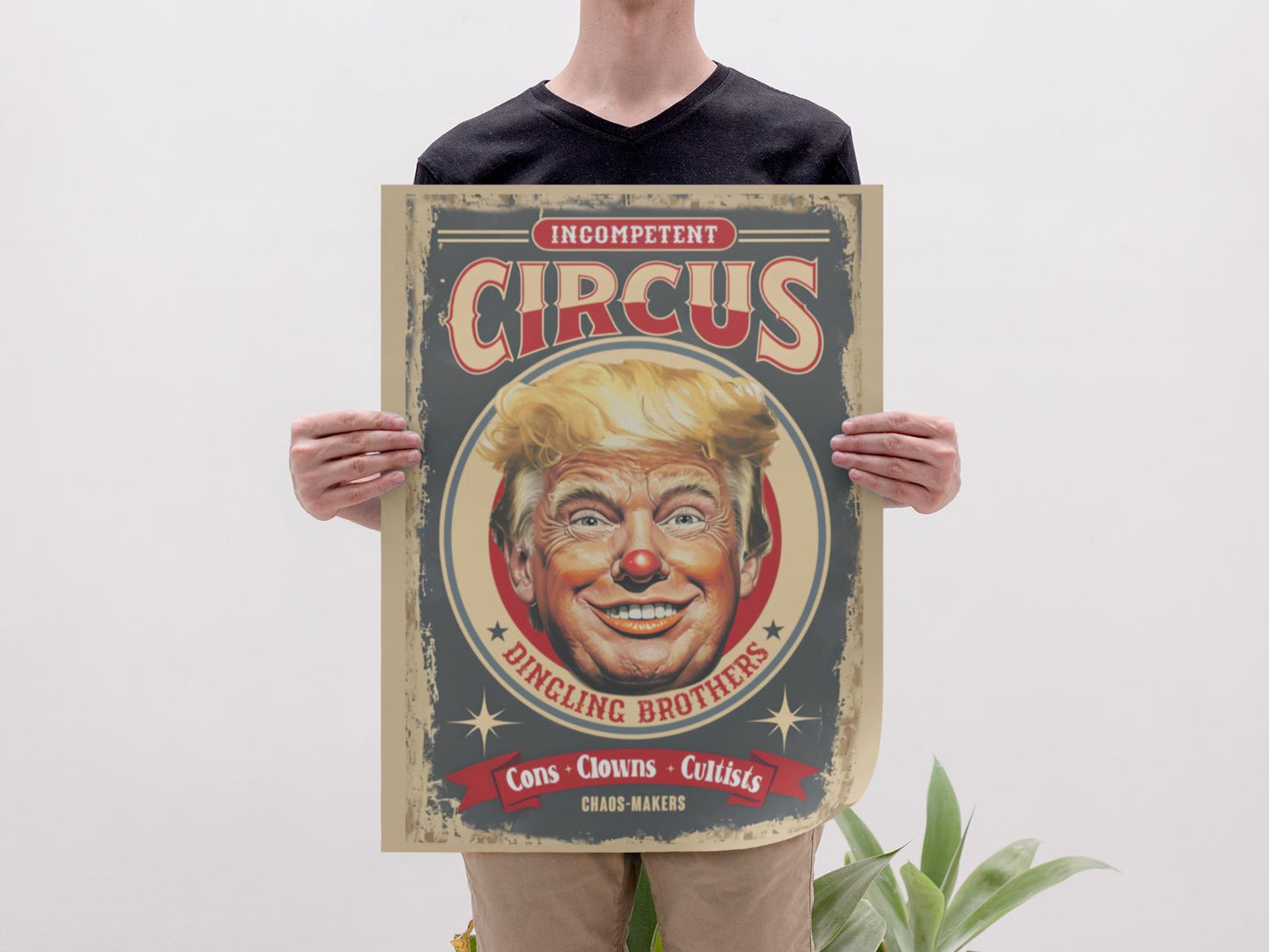 Trump Circus Administration Protest Sign, Anti Trump Resistance No To Fascism, Political Activist Poster, Rally Banner, Protest Poster
