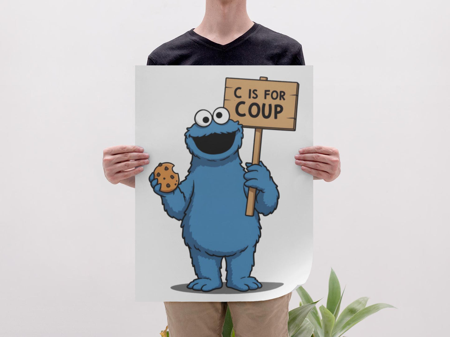 PBS, Cookie Monster C is for Coup Foam Board Protest Sign, Anti-Trump Resistance, Resist, Political Activist Poster, Protest Poster