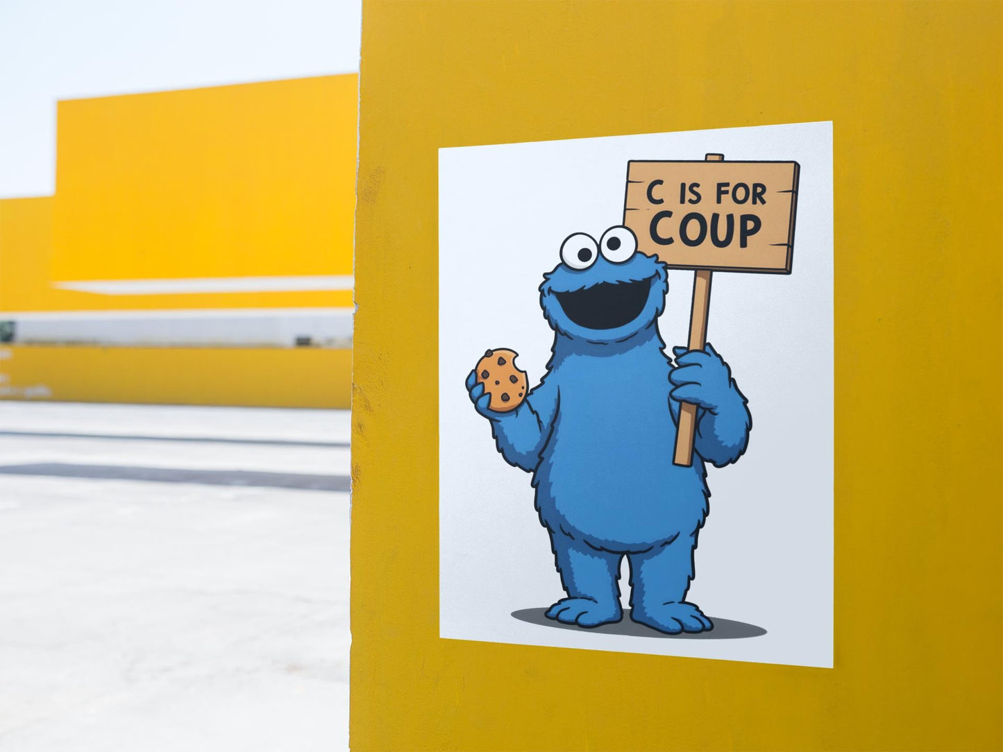 PBS, Cookie Monster C is for Coup Foam Board Protest Sign, Anti-Trump Resistance, Resist, Political Activist Poster, Protest Poster
