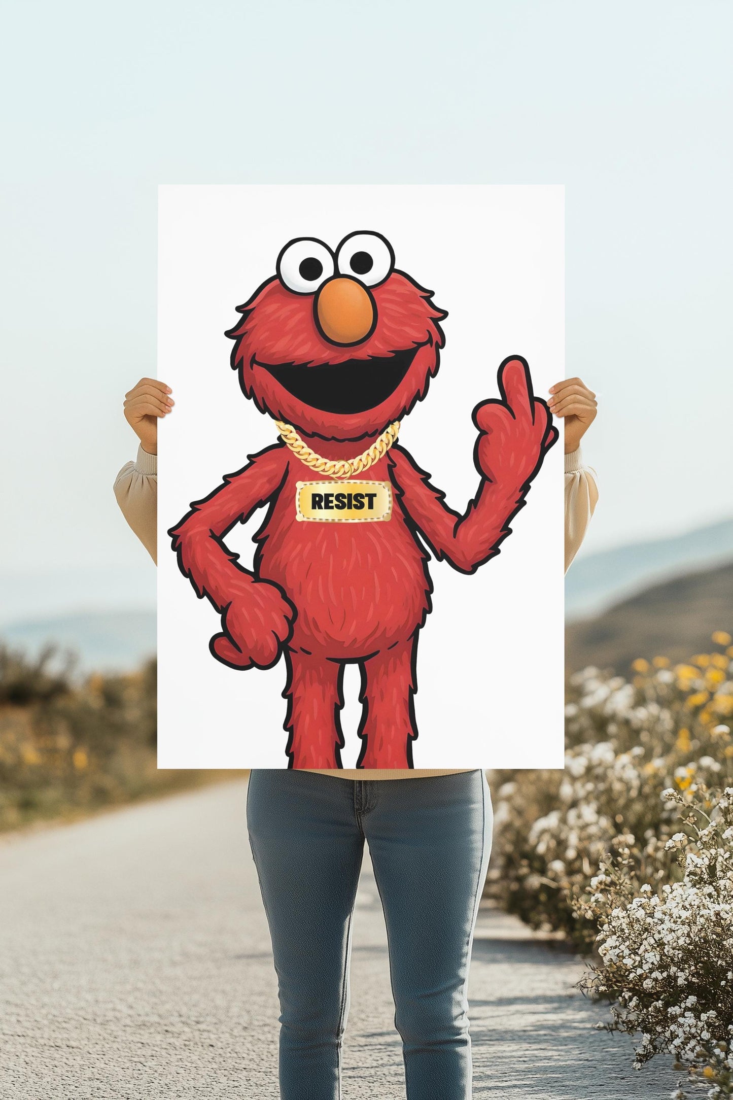 PBS, Elmo Resist Foam Board Protest Sign, Anti-Trump Resistance, Resist, Political Activist Poster, Protest Poster