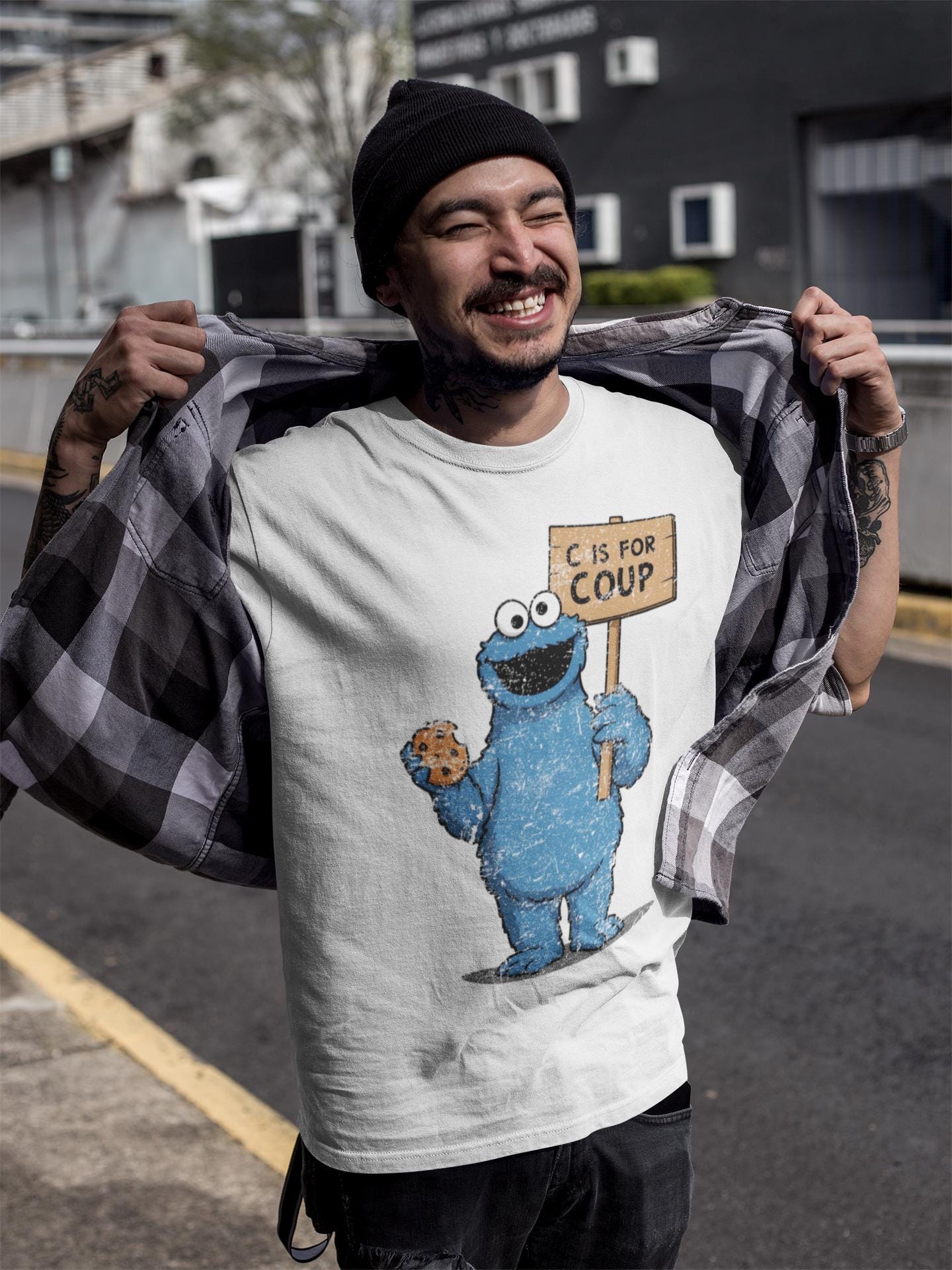 Cookie Monster C is for Coup Political Shirt