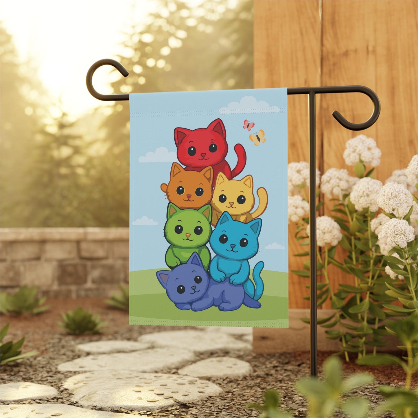 Rainbow Pride Cat Yard Flag