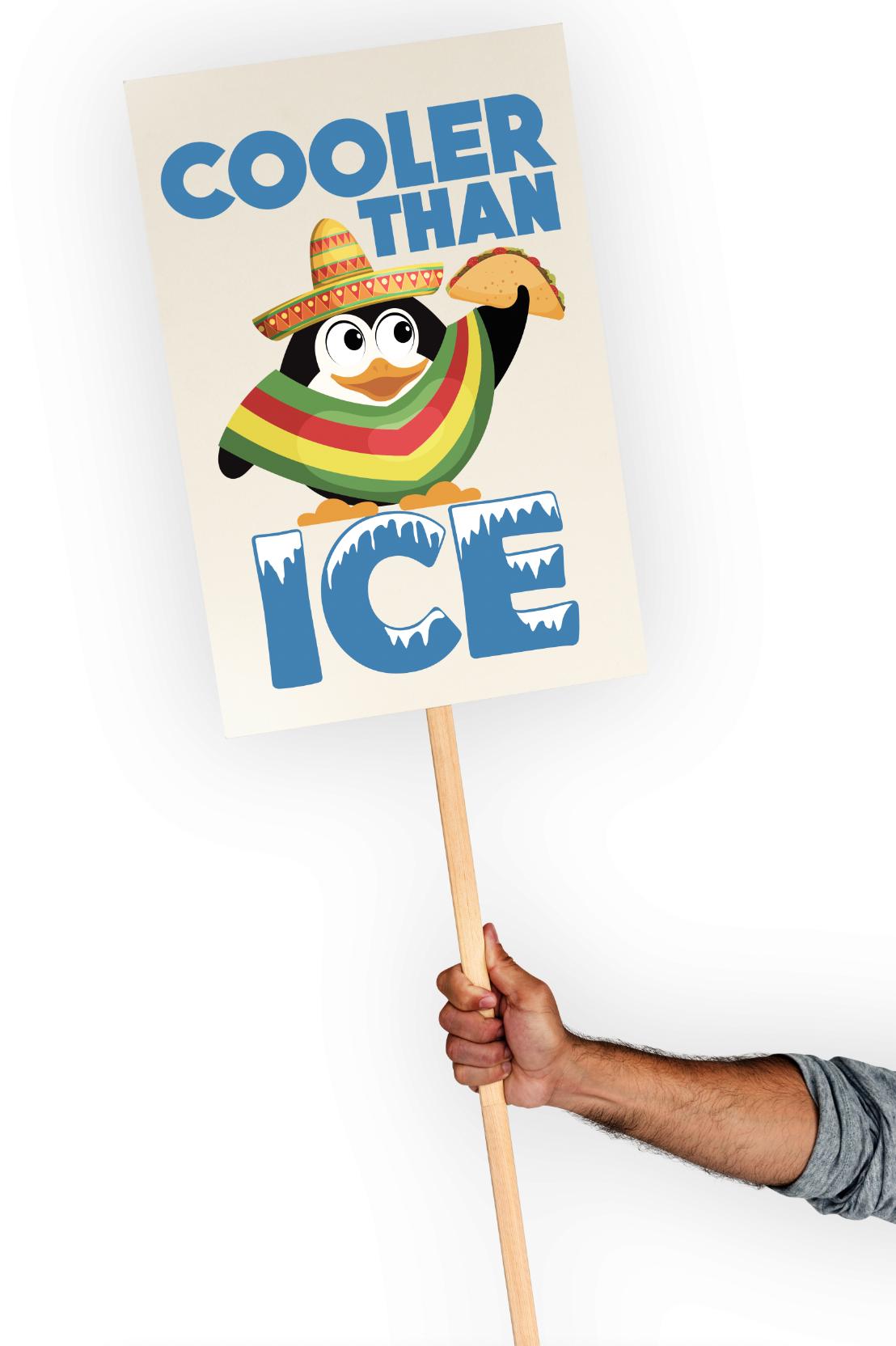 Cooler Than ICE Protest Poster, Funny Anti-ICE Wall Art, Pro-Immigrant Penguin Poster, Satirical Social Justice Print, Activist Decor