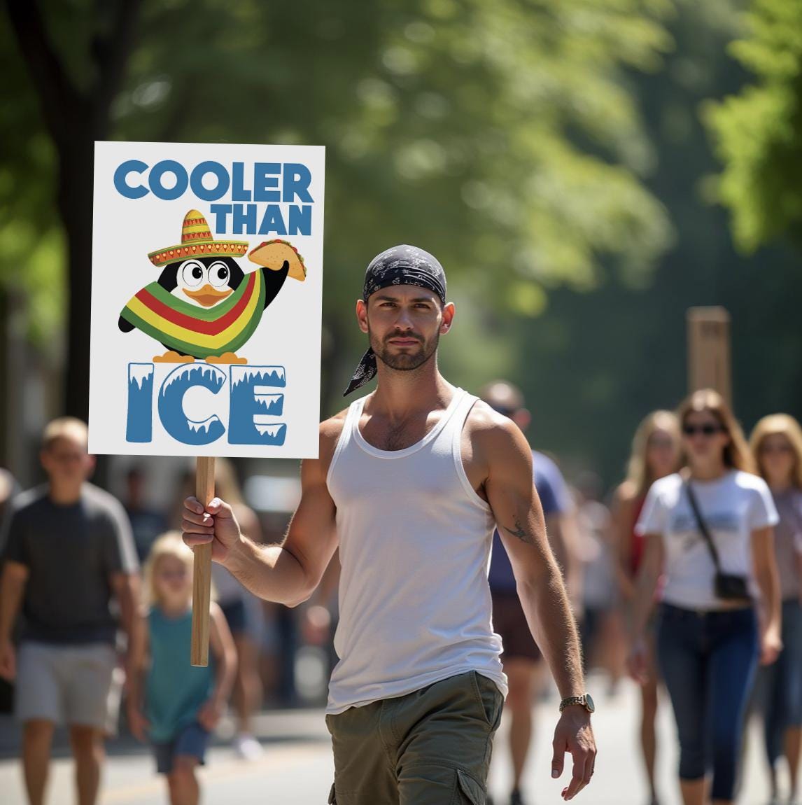 Cooler Than ICE Protest Poster, Funny Anti-ICE Wall Art, Pro-Immigrant Penguin Poster, Satirical Social Justice Print, Activist Decor