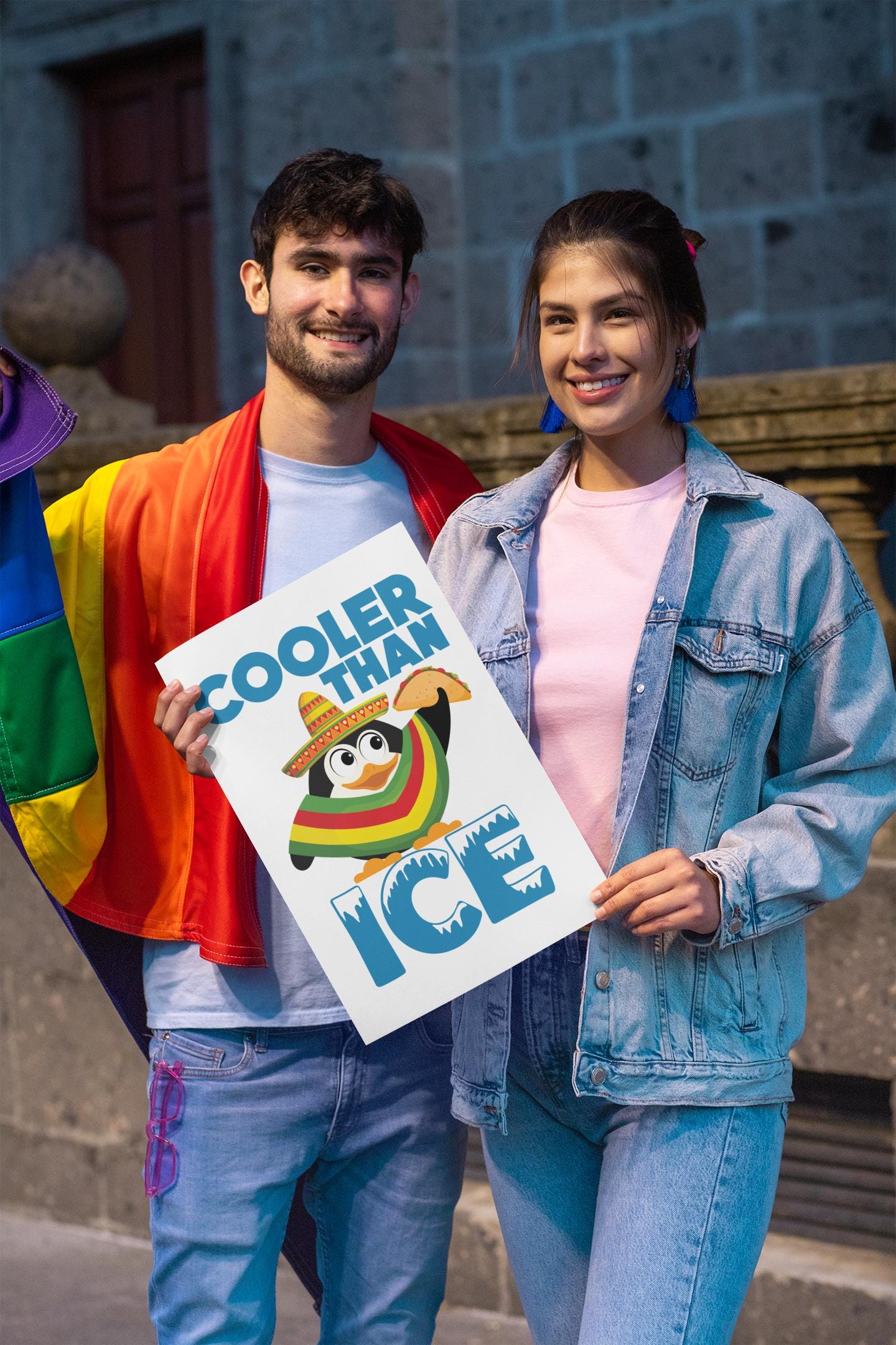 Cooler Than ICE Protest Poster, Funny Anti-ICE Wall Art, Pro-Immigrant Penguin Poster, Satirical Social Justice Print, Activist Decor