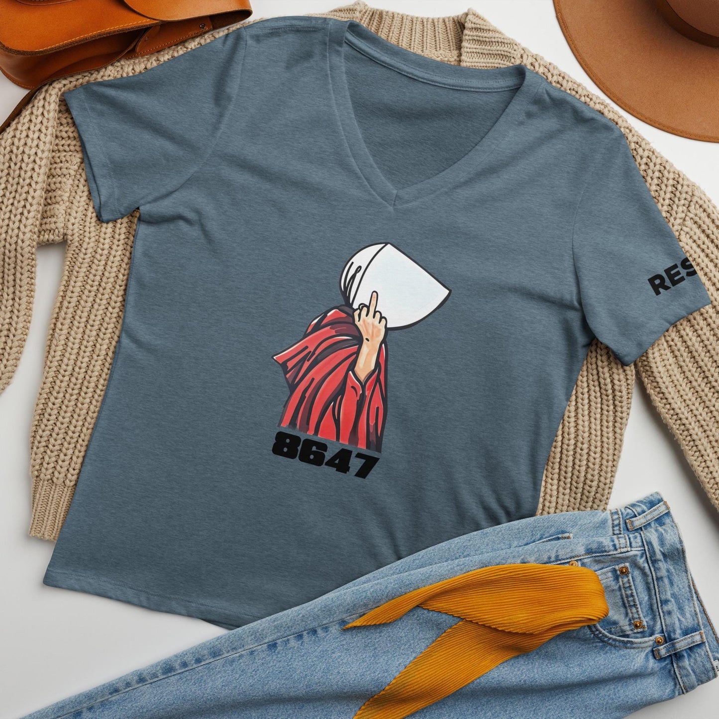 Womens relaxed v-neck 8647 Handmaid Protest Shirt