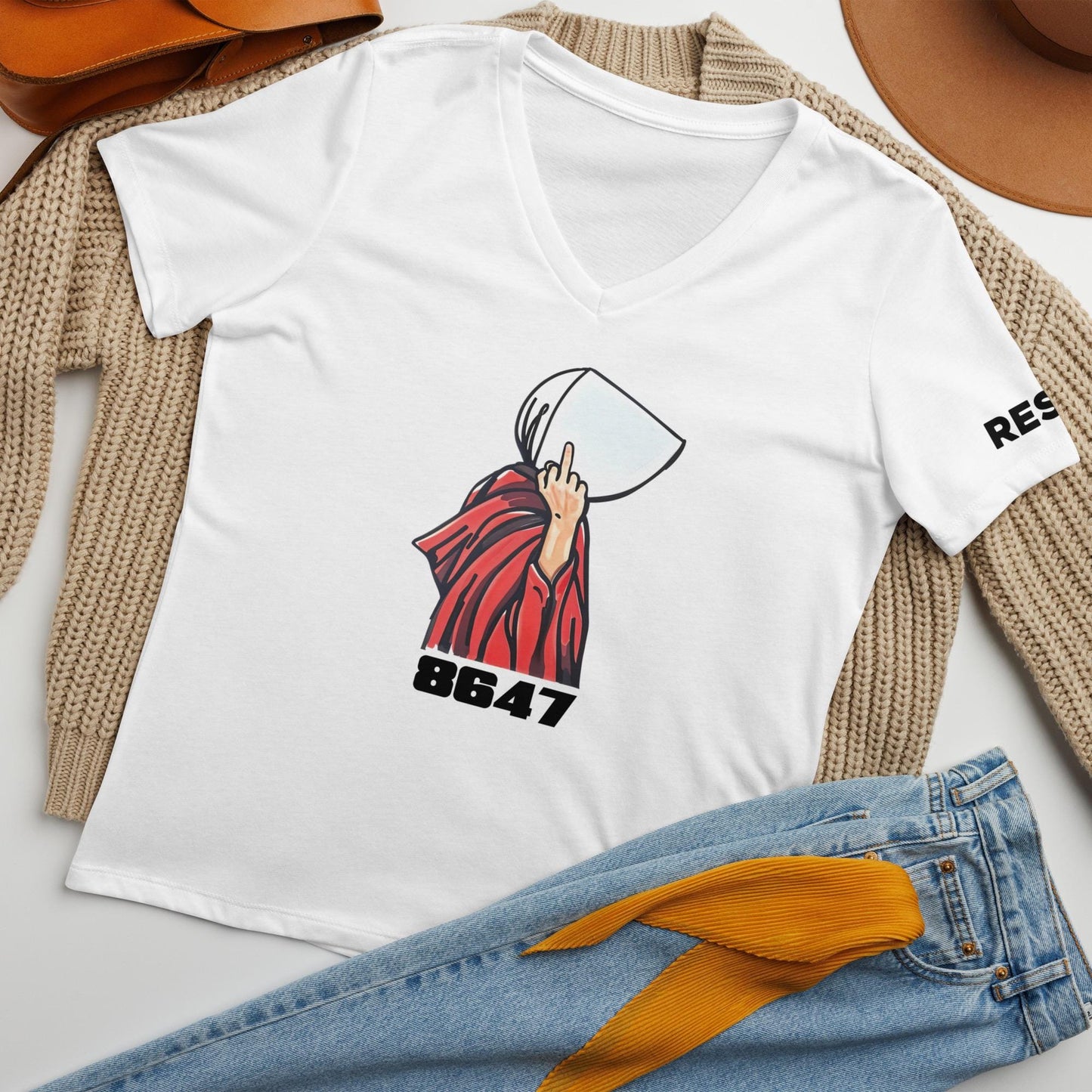 Womens relaxed v-neck 8647 Handmaid Protest Shirt