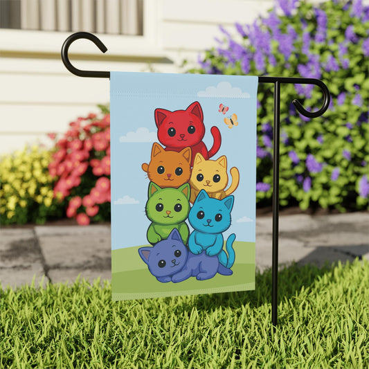 Rainbow Pride Cat Yard Flag