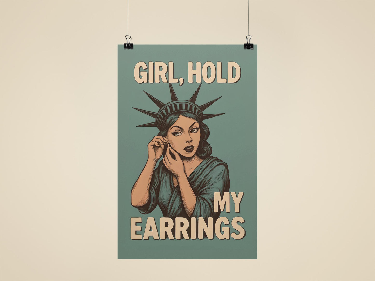 Statue of Liberty Protest Poster - Anti-Trump Feminist Art - Liberty Ready to Fight - Political Resistance Wall Print - Empowerment Decor