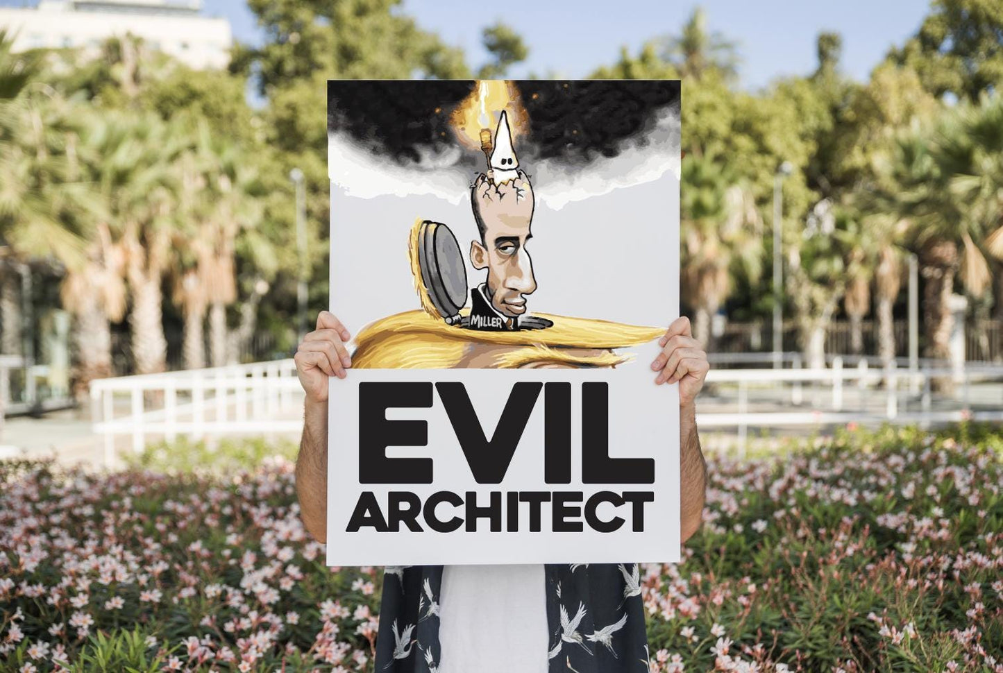 Stephen Miller Evil Architect Poster,Anti Trump Protest Art, Political Satire Wall Decor, White Supremacy Resistance Poster