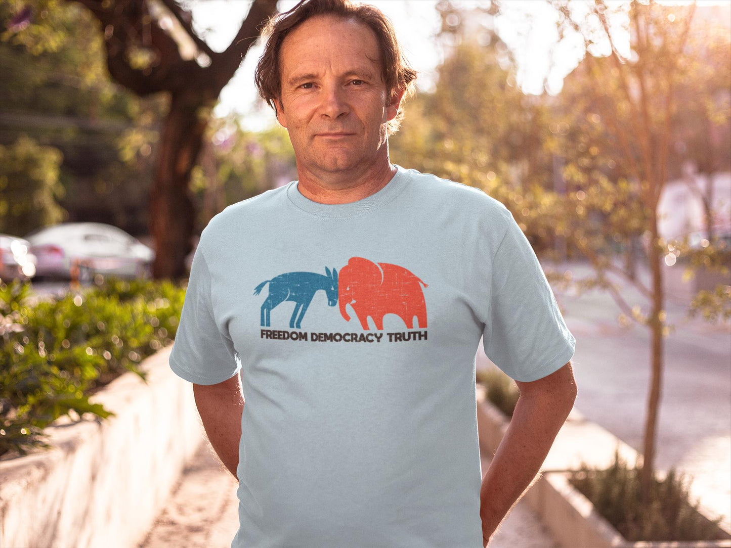Freedom Democracy Truth T-Shirt - Donkey vs Elephant Graphic Tee